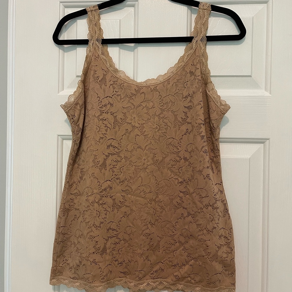 Soma Beige All Over Stretch Lace Tank size S
